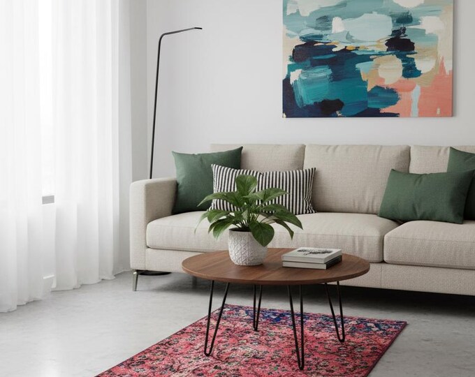 Vintage Turkish Runner  – Pink Blue Hand Knotted Rug2.46 x 5.70 ft)