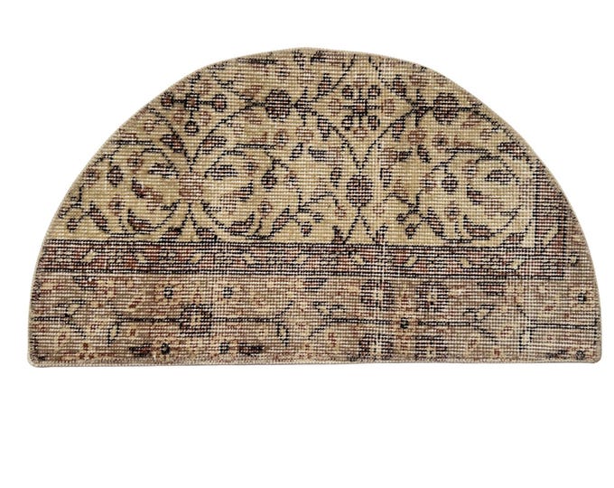 Vintage Handmade Wool Semicircle Doormat Custom Doormat Boho Home Decor