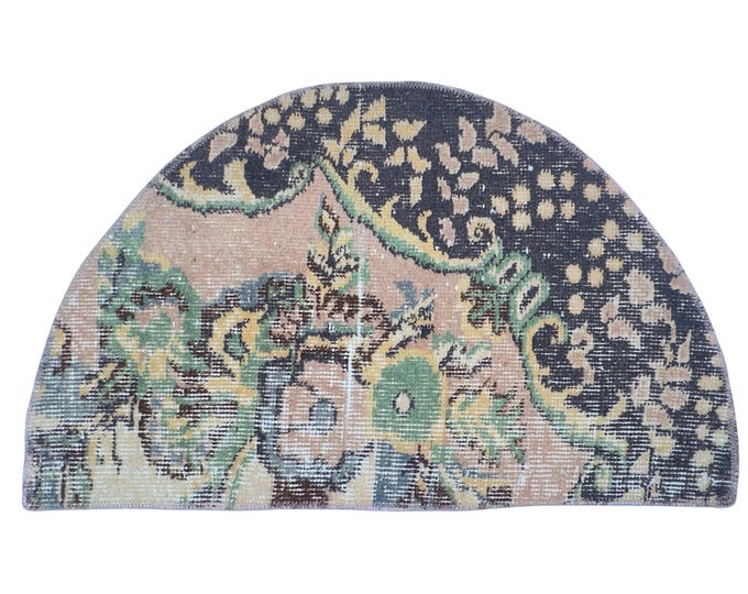 semicircle oushak wool handmade vintage oriental entry boho small antique area rug