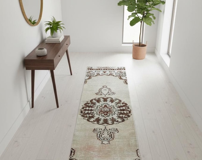 Vintage Turkish Runner Rug 21.4" x 74" – One of a Kind Handmade Wool