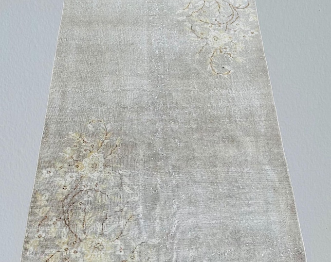 Handwoven Floral Wool Rug: 4x7 ft Vintage Turkish Area Rug