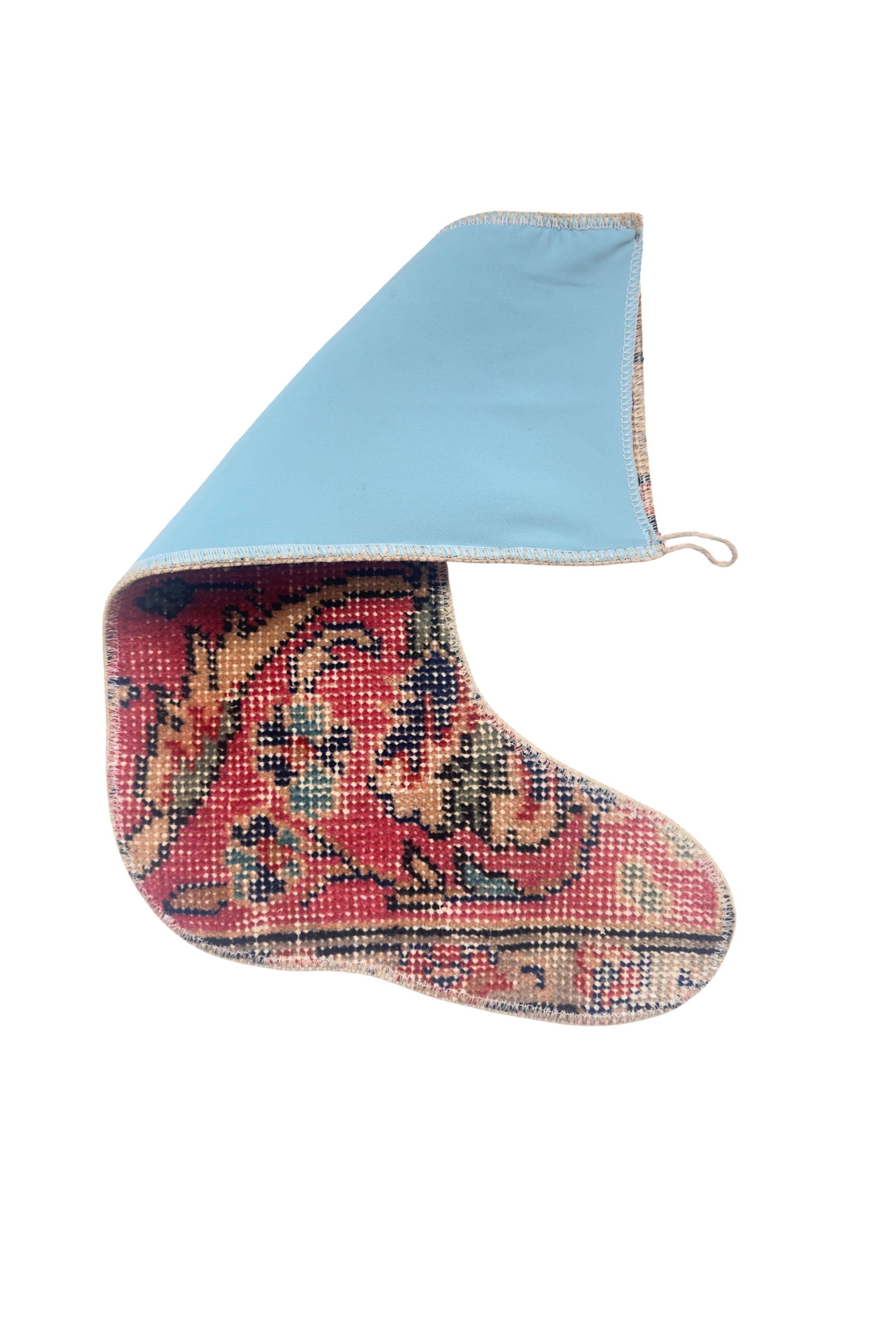 Christmas Stocking, Vintage Turkish Rug, Traditional Floral Medallion Burgundy Terracotta, 18 in – view 5
