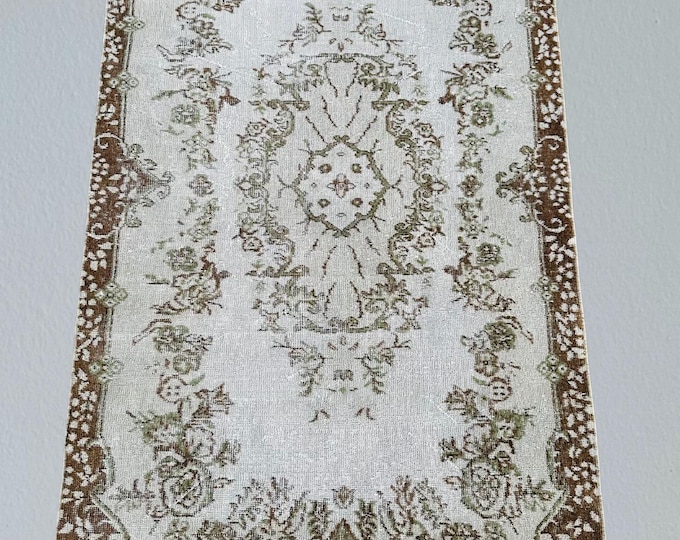 Handwoven Wool Rug: Vintage Floral Turkish Rug (4x7 ft)