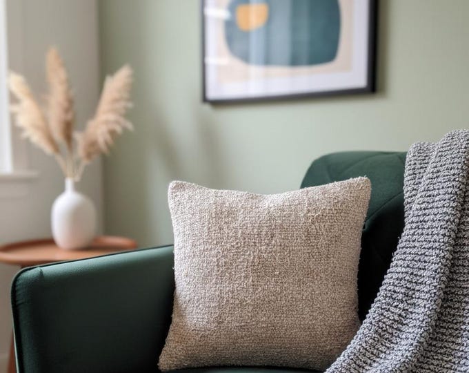 Beige Hemp Cushion Cover 16x16 inch Natural Rustic Neutral Throw for Sofa Couch