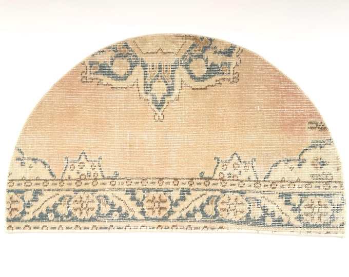 Warm Beige Half Moon Rug 19.7x33 inch Soft Blush