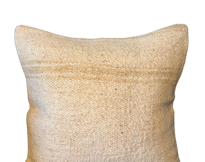 16x16 Hemp Pillow Cover, Natural Neutral Rustic Boho Cushion