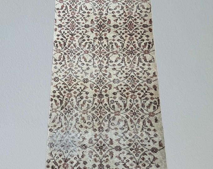 Vintage Turkish Oushak Runner Rug: Handmade Wool Hallway Rug (2x7 Ft)