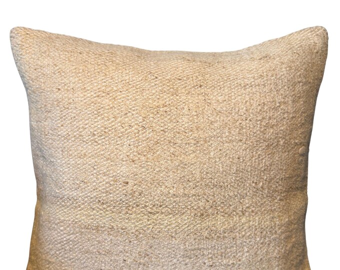 16x16 Natural Hemp Pillow Cover, Neutral Minimal Rustic Cushion