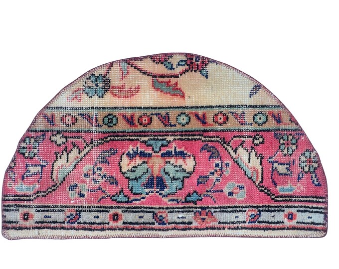 semicircle rug entry bathroom small handmade vintage turkish oushak wool antique home decor