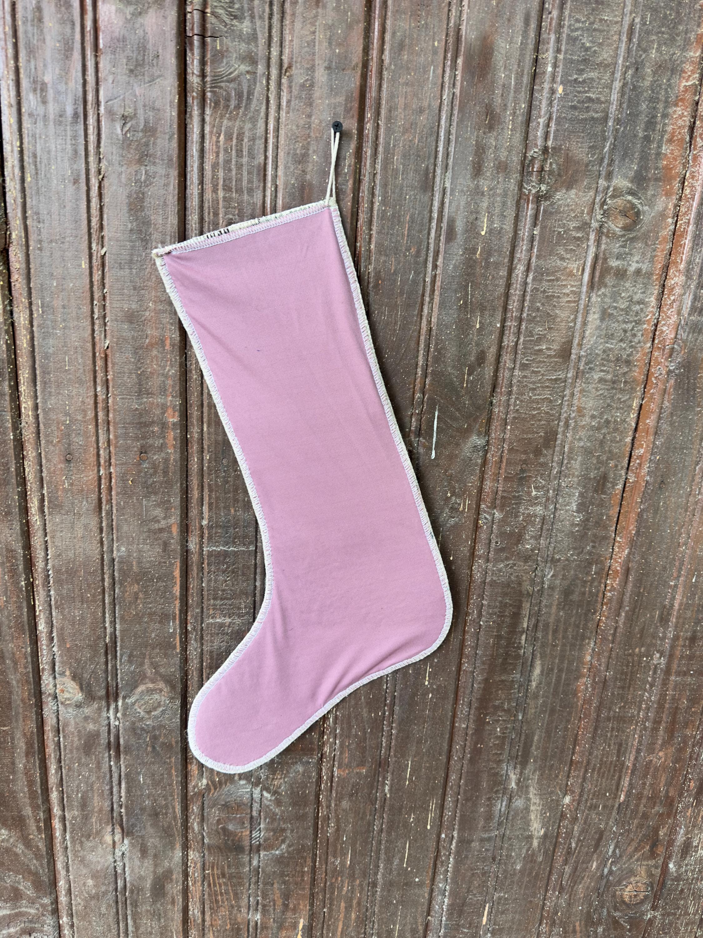 Vintage Turkish Rug Christmas Stocking, Faded Sage Green Floral, Raspberry Pink Cream, 11.8x17.7 in – view 7