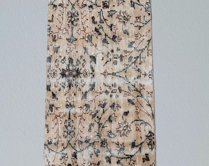 Antique Turkish Runner Rug: 2x6 ft Vintage Wool Rug