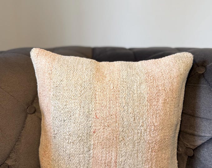 Woven Burlap Cushion Cover 40x40 cm Upcycled Jute Natural Texture Cream Beige Throw Pillow Rustic Decor Hidden Zipper