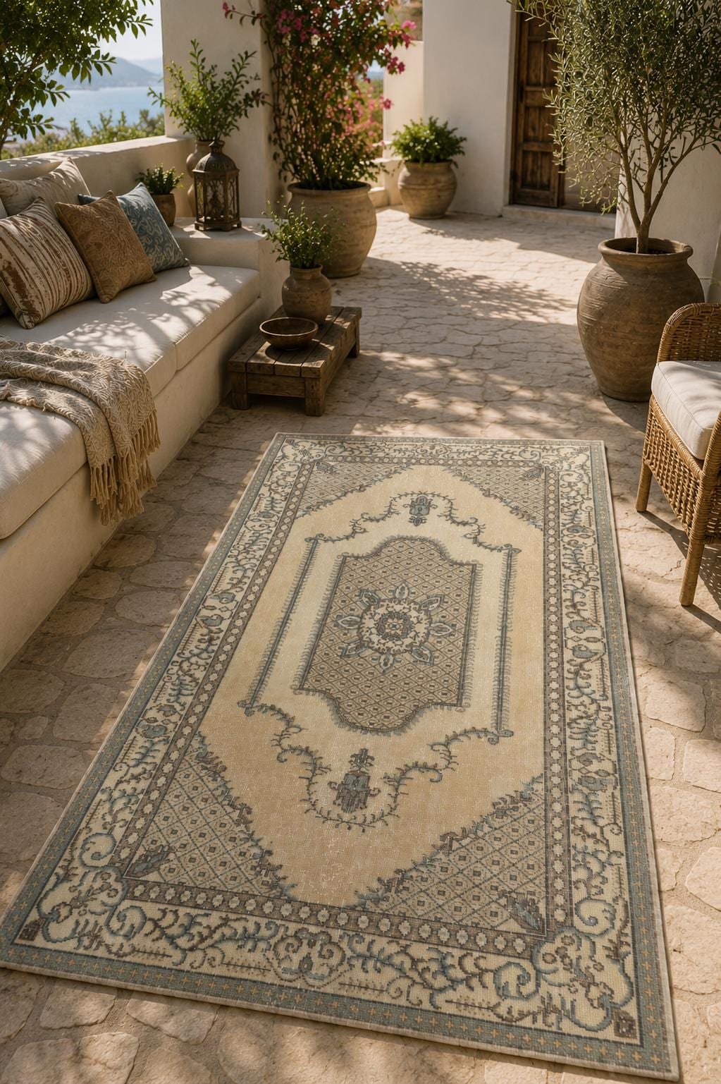 Vintage Turkish Area Rug, 3.9x6.7 ft