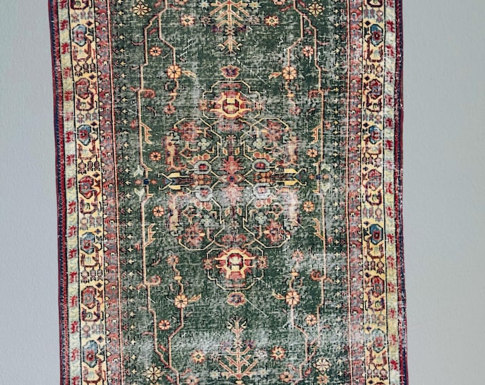 Handmade Wool Turkish Rug: Vintage Oriental Decor (4x7 ft)