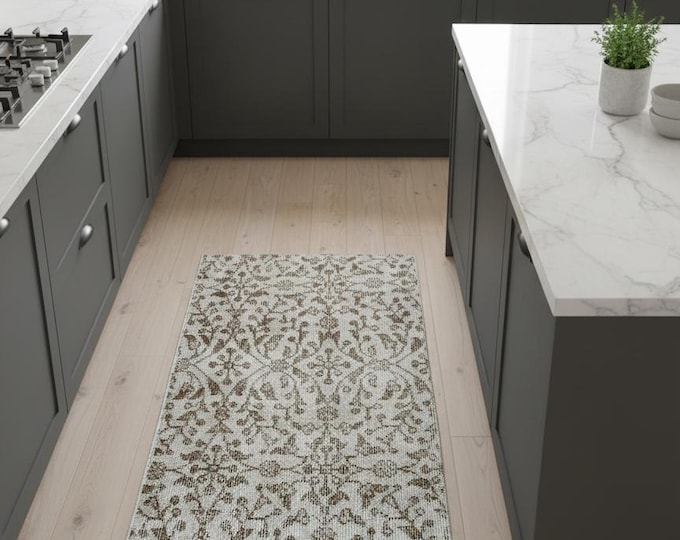 Vintage Turkish Rug 21.2" x 53.5" – One of a Kind Handmade Wool