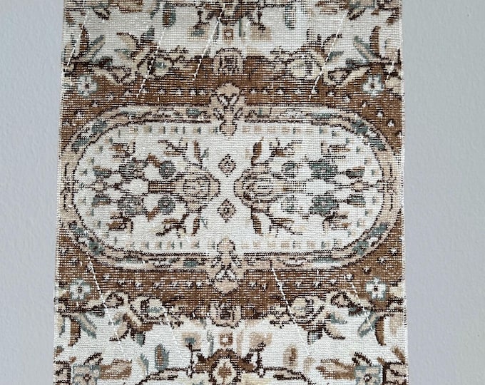 Vintage Floral Oushak Rug: Handwoven Wool Entryway Rug (2x3 Ft)