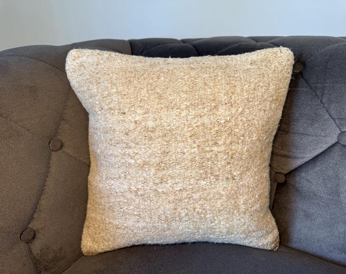 Decorative Hemp Pillow Cover Throw Pillow Cover 16 x 16 Farmhouse Living Room Decor