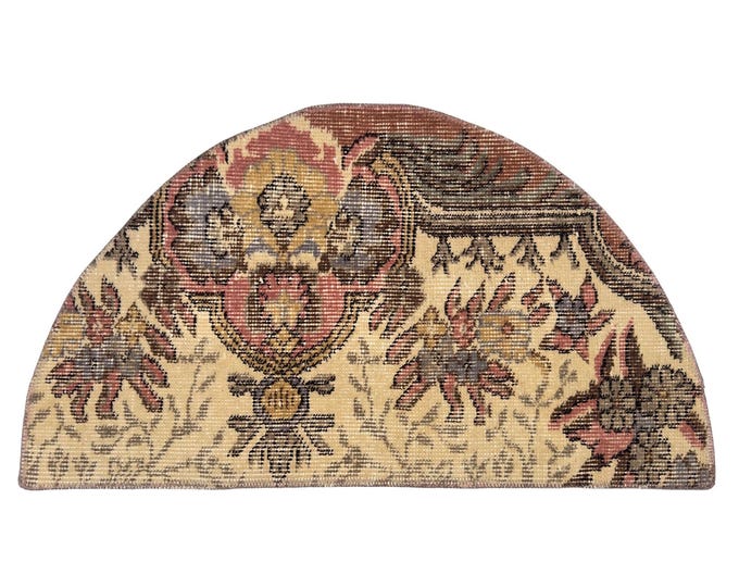 oushak semicircle handmade wool vintage oriental entry antique boho bedroom small area rug