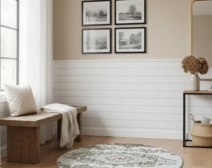 Vintage Turkish Wool Round Rug: Oriental Boho Decor (2.x 3 Ft)