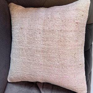 Handwoven Hemp Pillow Cover -40x40 cm - Rustic Natural Cushion Case for Boho & Farmhouse Decor,Vintage Hemp Pillow Cover -Beige Pillow cover