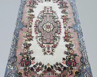 Gray Pink Floral Rug,Oushak Rug,Wool Rug,Handmade small rug,Turkish rug,4x7 Vintage rug,area rug,Large rug,4x7 rug,Boho rug,Antique Rug