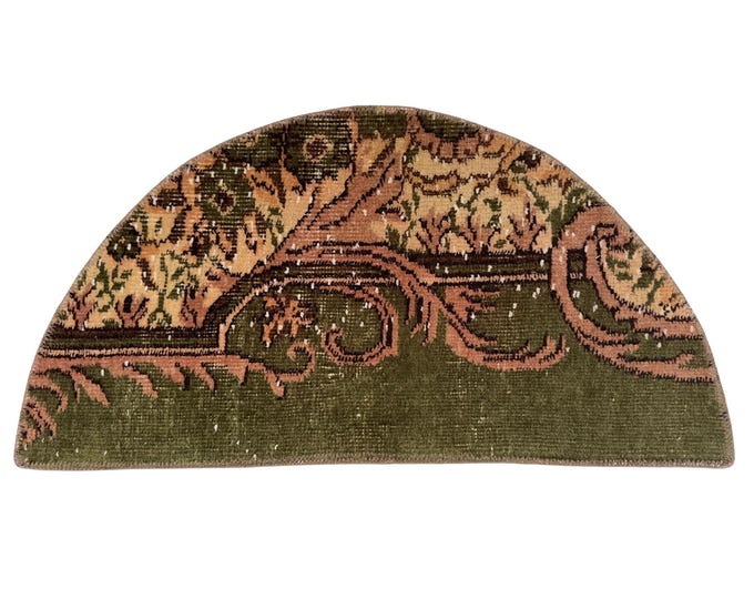 oushak turkish semicircle antique wool handmade entry vintage oriental small area home decor