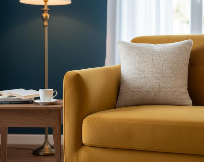 Beige Hemp Pillow Cover 16"x16" | 100% Handmade Cushion Case | Natural Rustic Decor | Boho Farmhouse Style | Eco-Friendly,Home Gift Pillow