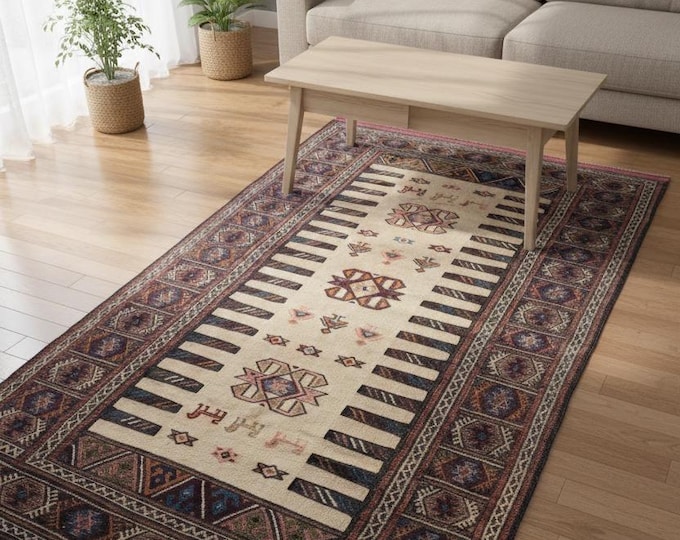 antique afghan rug handmade wool animal vintage oriental area home decor