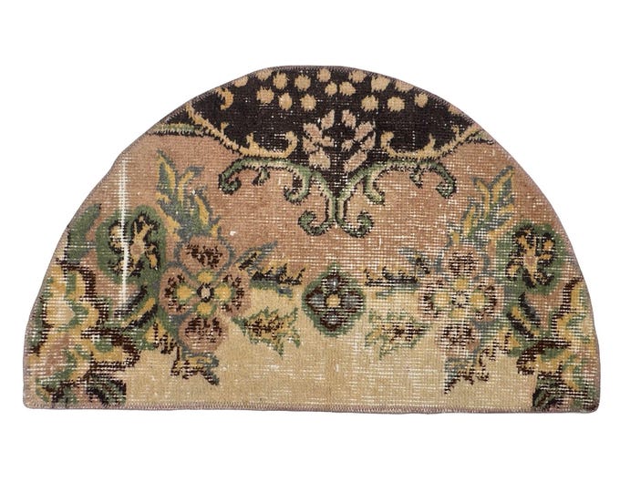 semicircle oushak wool handmade vintage oriental entry boho small antique area