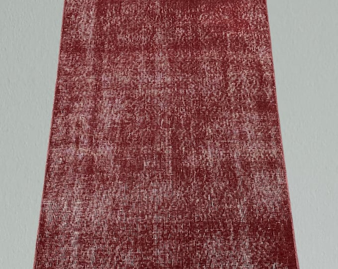 Burgundy Wool Runner Rug: Vintage Turkish Oushak Hallway Rug (2x3 Ft)