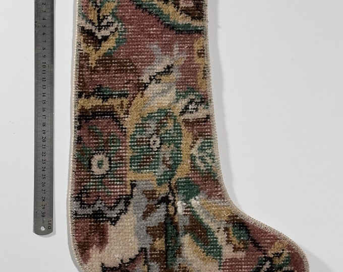 Vintage Rug Christmas Stocking – 18"x12" Handmade