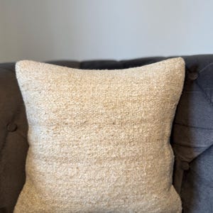 Textured Burlap Pillow Cover: Upcycled Jute Sack, Boho Cushion (16x16 Inch)