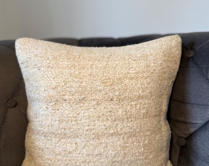 Textured Burlap Pillow Cover 16x16 Premium Upcycled Jute Sack Natural Beige Boho Cushion Cover Concealed Zipper 40x40 cm