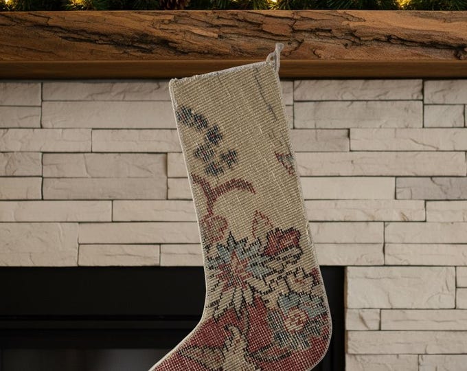Vintage Rug Christmas Stocking 18" × 12"