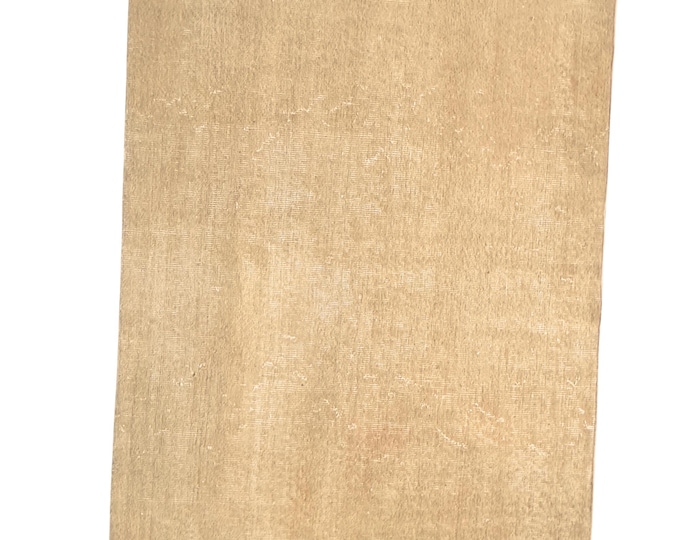 Vintage Turkish Solid Rug, Hand Knotted Wool, Plain Beige Sand, Minimalist Area Rug, Neutral Home Decor, 4x7 Anatolian