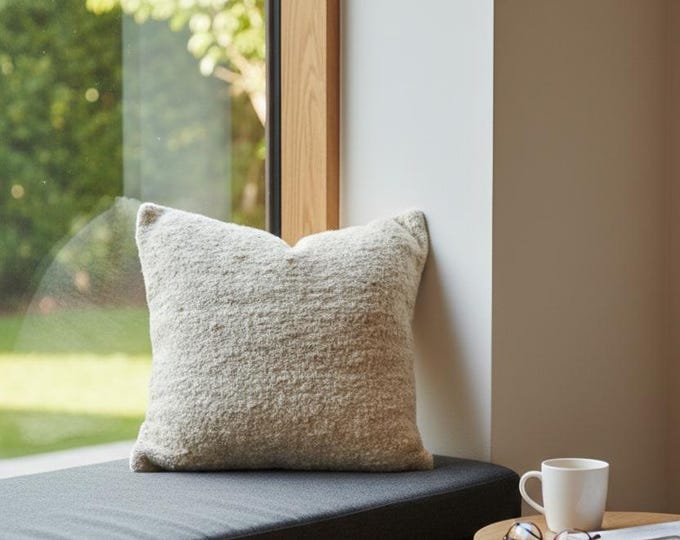 Handmade Hemp Pillow Cover 16 x 16 Decorative Cushion for Farmhouse Home Style