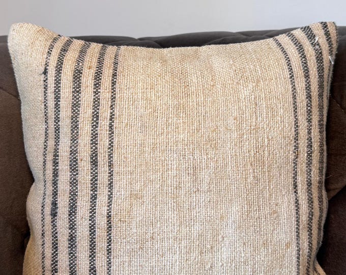 Beige Hemp Pillow Cover: Rustic Boho Cushion Case, 40x40 cm