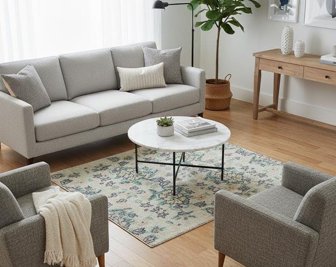 Small Vintage Floral Turkish Rug: Handmade Wool Entryway Rug (2x3 Ft)