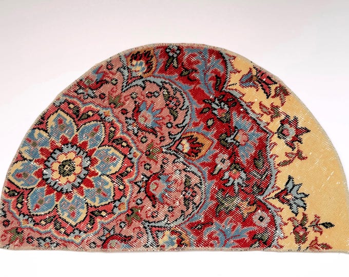 19x32 Inch Colorful Vintage Semicircle Rug