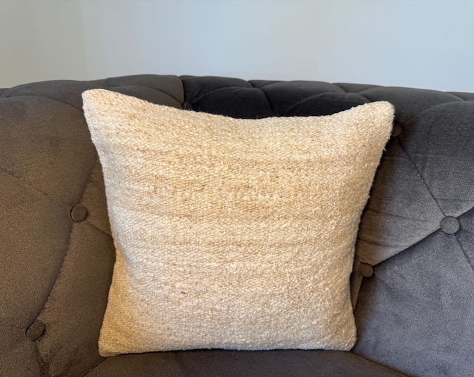 Decorative Hemp Pillow Cover 16 x 16 Cushion for Farmhouse Living Room Bedroom