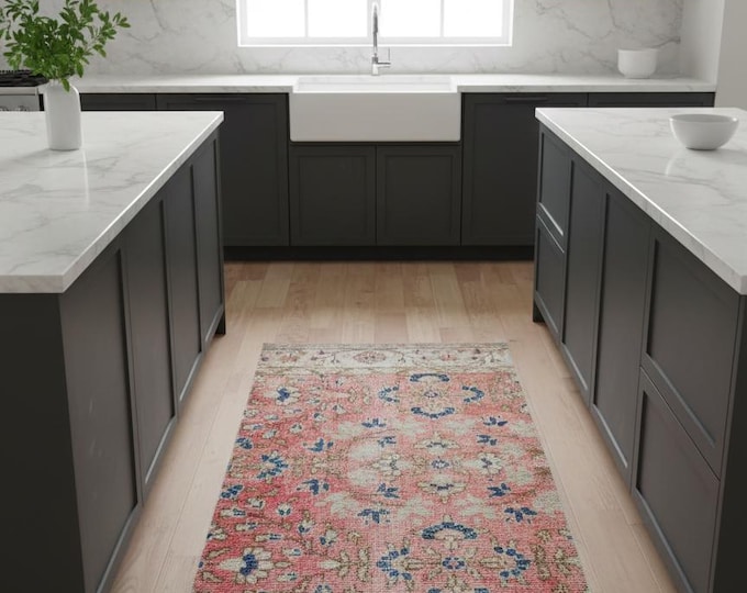 Vintage Turkish Rug 23.4" x 45" – One of a Kind Handmade Wool Kilim