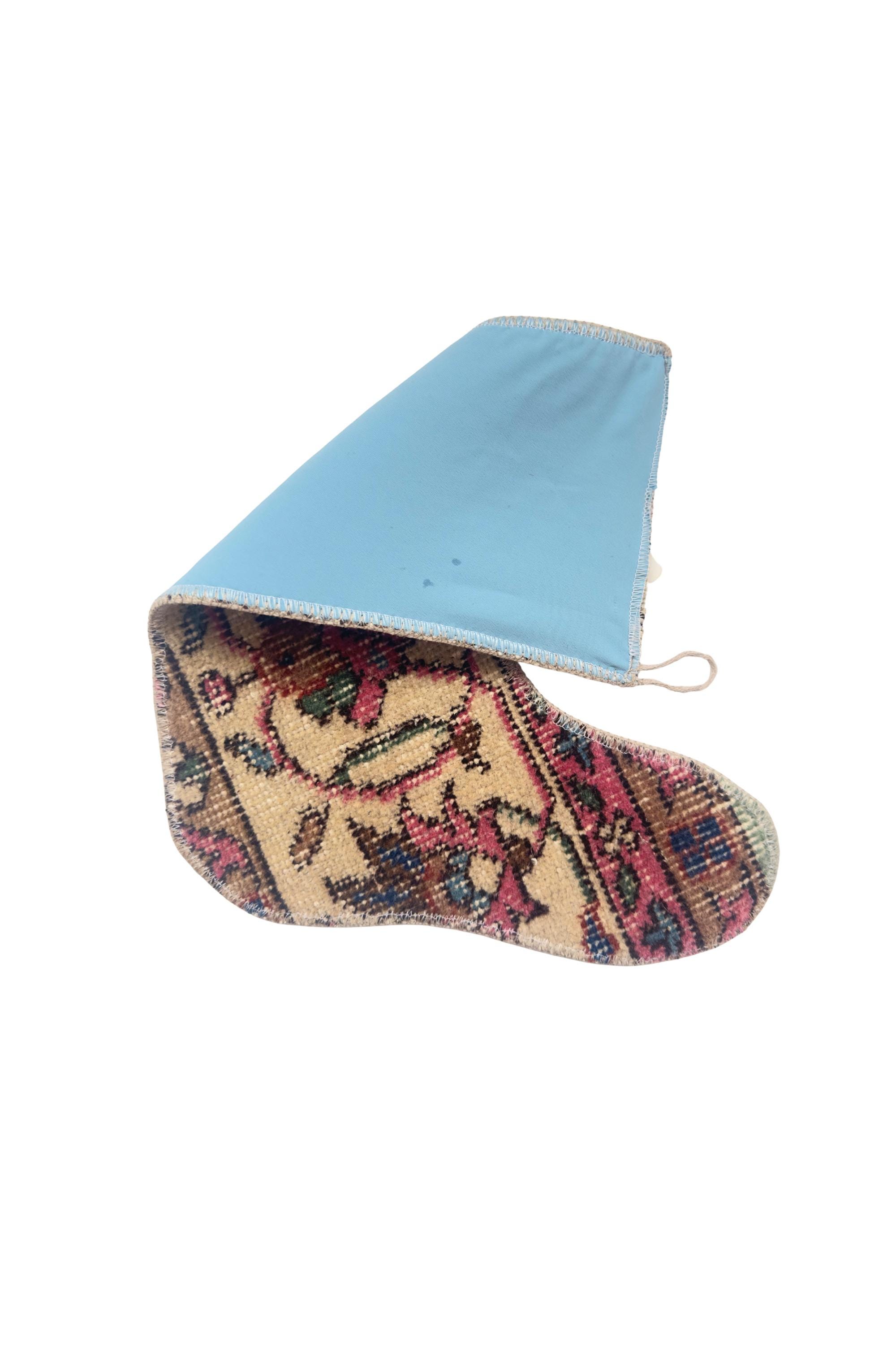 Christmas Stocking, Vintage Turkish Rug, Traditional Floral Medallion Pink Cream, 16 in – view 4