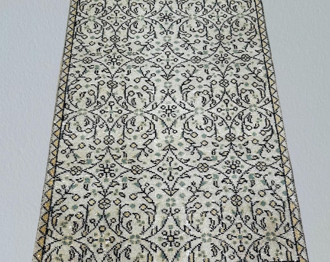 Floral Runner Rug: Vintage Turkish Oushak Wool Rug (3x7 ft)