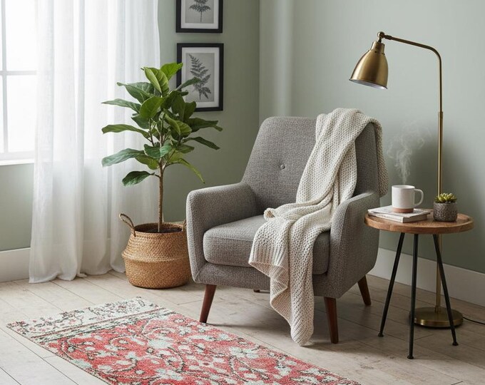 Gift home small red decorative rug,vintage rug,2x4 ft area rug,oushak rug,wool rug,handmade rug,bathroom rug,kitchen rug,doormat,bedroom rug