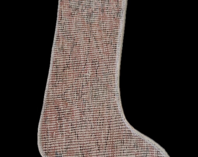 Vintage Turkish Rug Christmas Stocking | Handmade Upcycled Carpet | Boho Holiday Decor