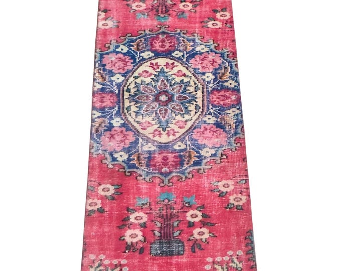 oriental red medallion vintage wool runner turkish handmade hallway decor accent rug