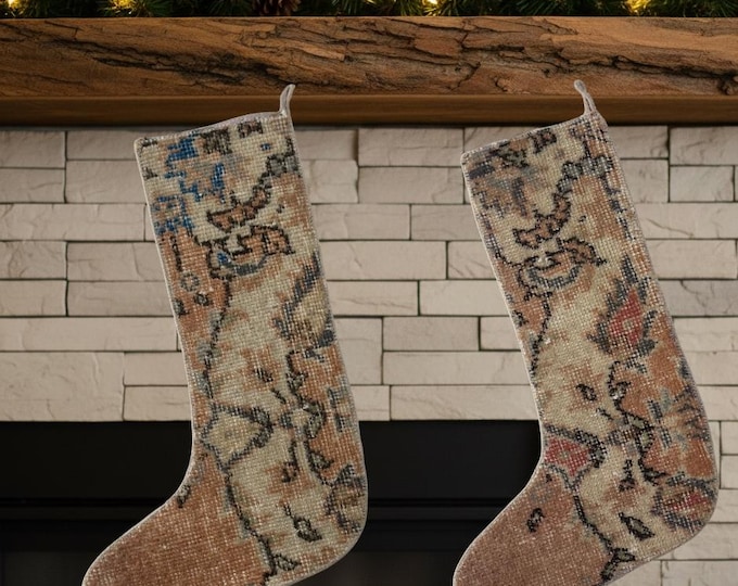 Vintage Rug Christmas Stocking Set of 2