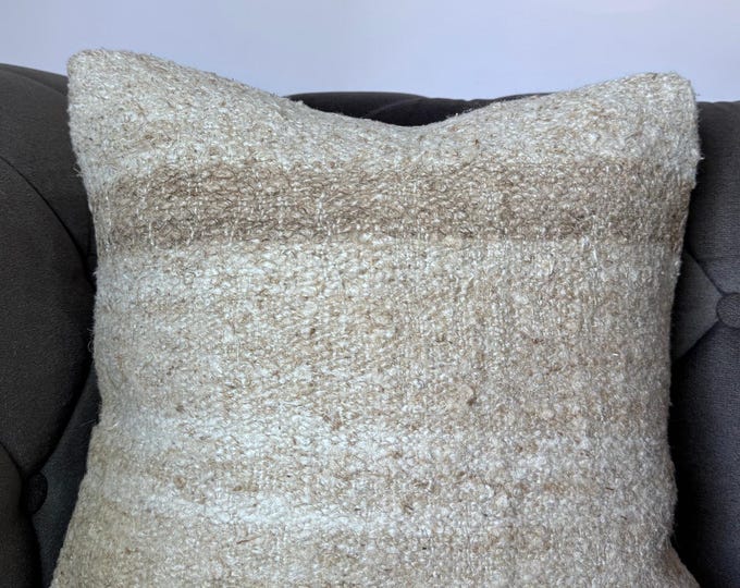 Natural Hemp Cushion Cover: Rustic Farmhouse Throw Pillow - 40x40 cm