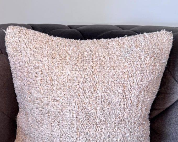 Organic Hemp Pillow Cover: Handmade Boho Cushion, 40x40 cm