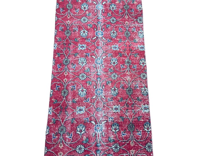 vintage turkish oriental wool runner red handmade livingroom decor home decor rug